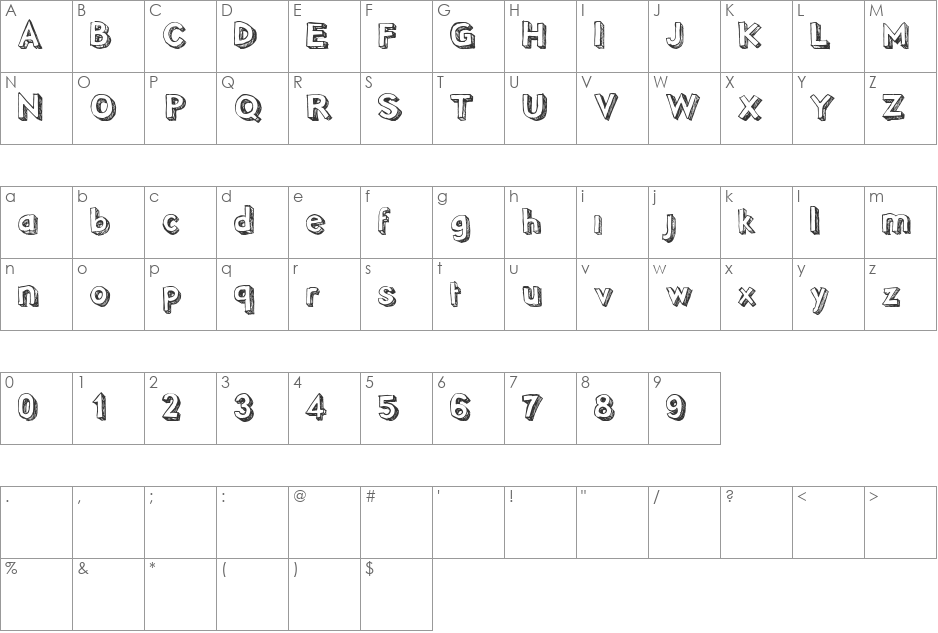 Pointy Demo font character map preview