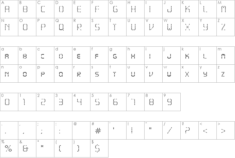 Pointy Iron Fence font character map preview