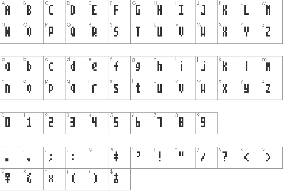 Pokemon Card GB Part B font character map preview