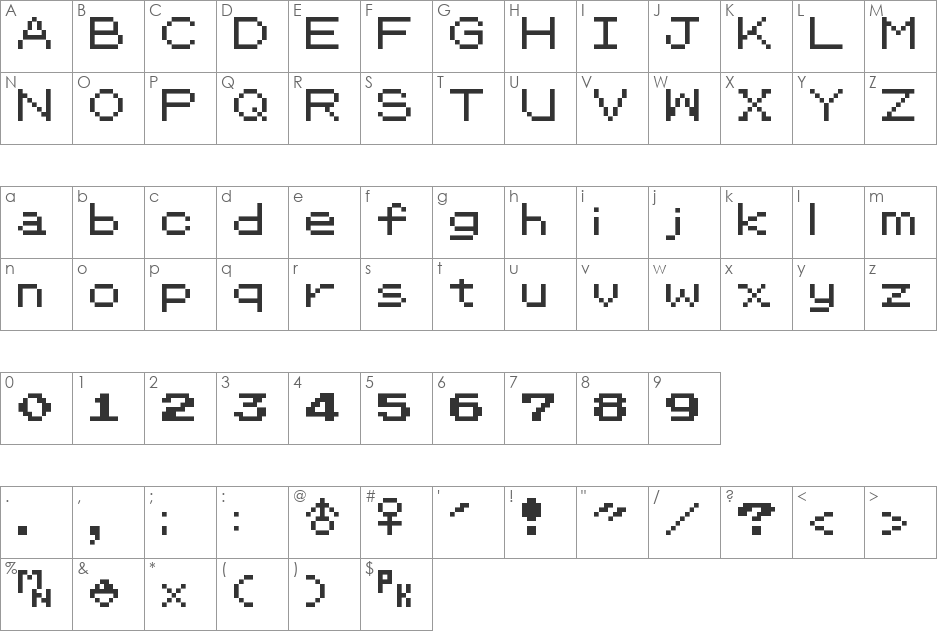 Pokemon Generation 1 font character map preview