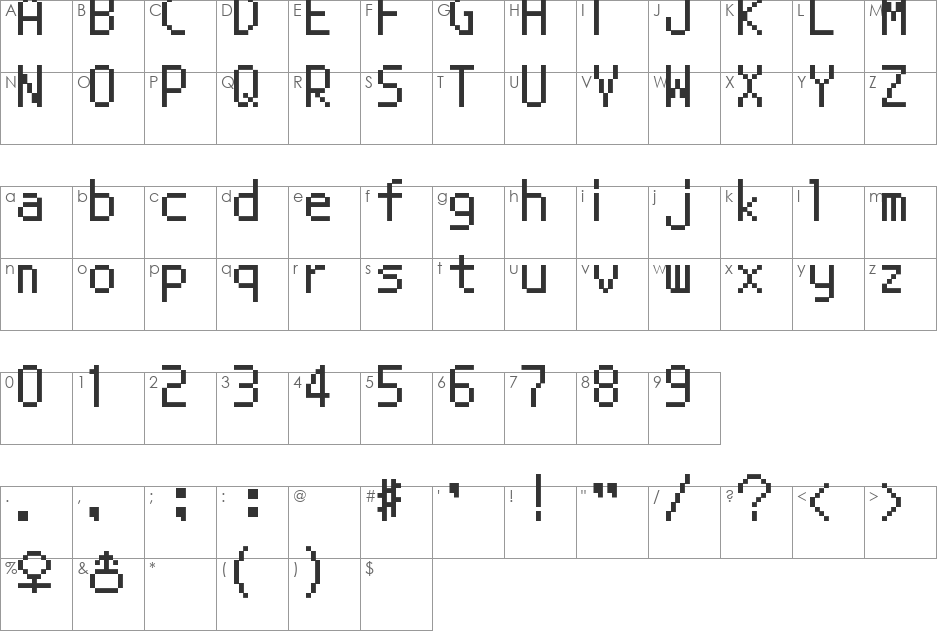 Pokemon Pinball RS font character map preview