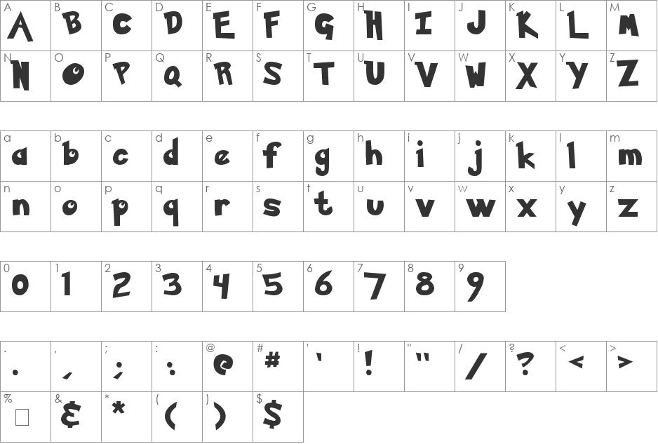 Pokemon Solid font character map preview