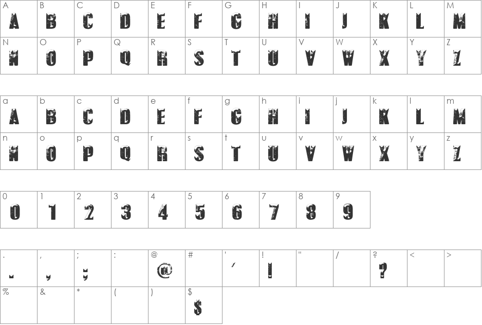 POLAR VORTEX font character map preview