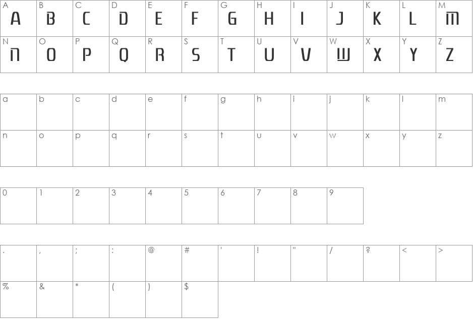 POLARISdemo font character map preview