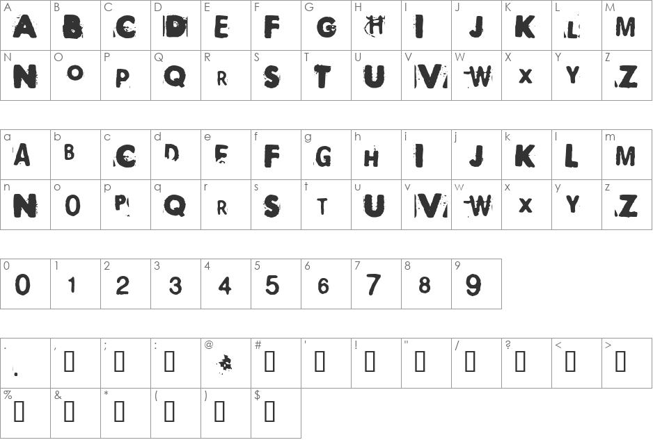 Polaroid 22 font character map preview