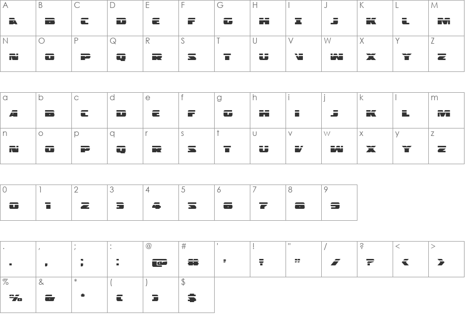 Police Cruiser Laser font character map preview