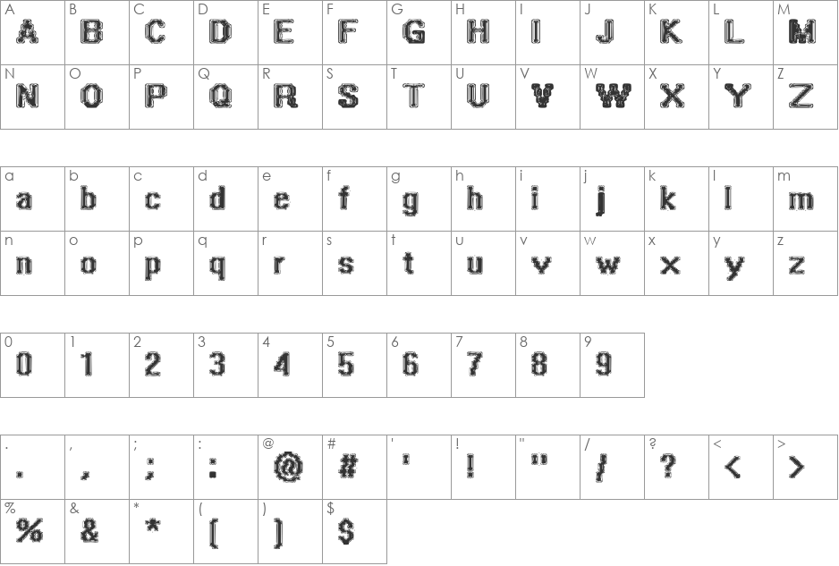 Polished Igneous font character map preview