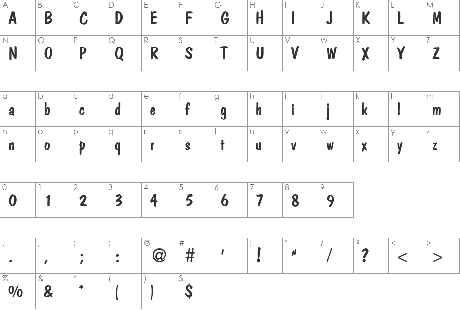 PolitDB font character map preview