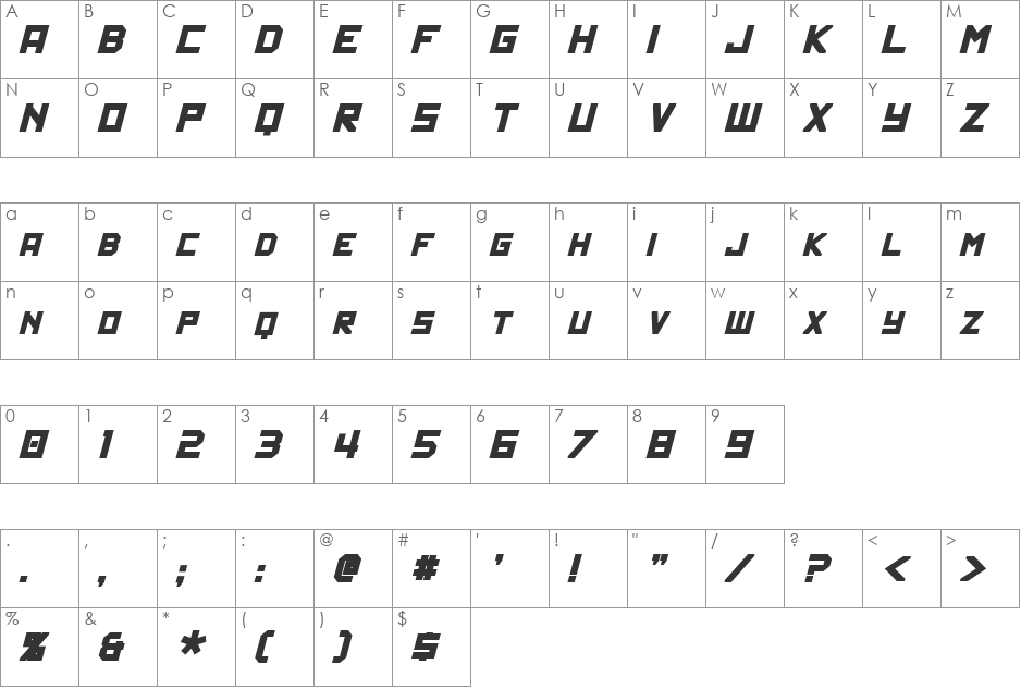 Politik font character map preview