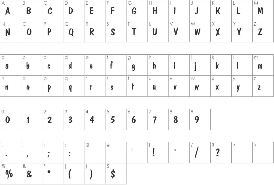 Polka MN font character map preview