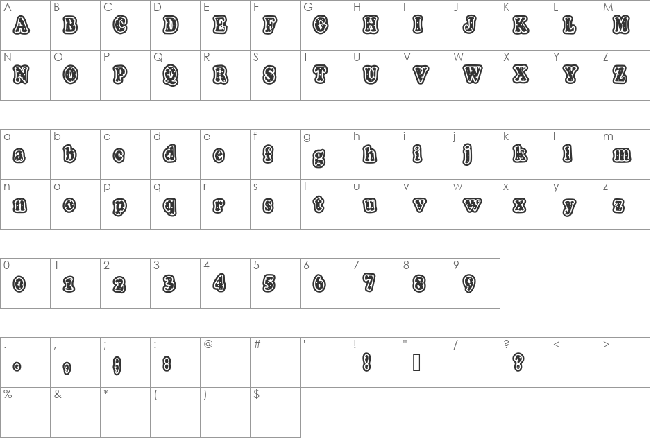 PolkaLetterStamp font character map preview