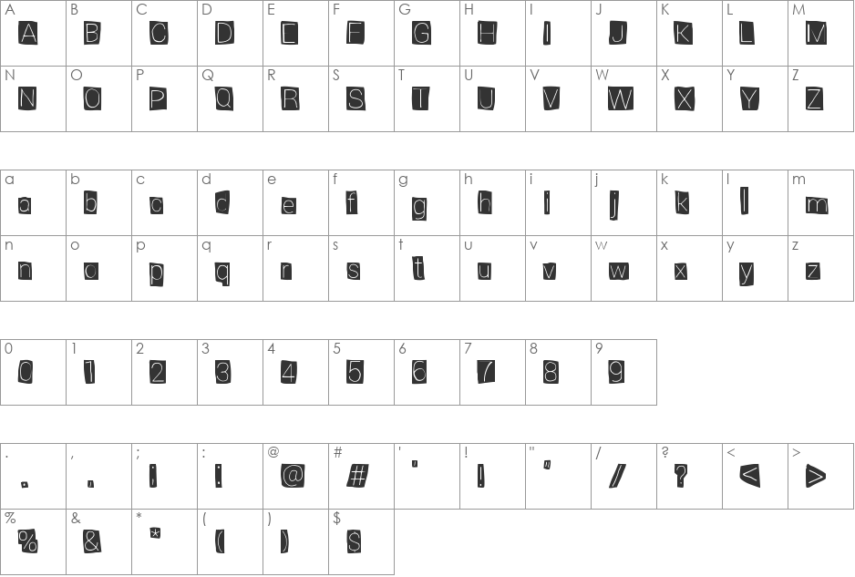 Pollito Peligroso font character map preview