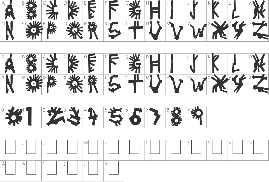 Pollo Pueblo - Black font character map preview