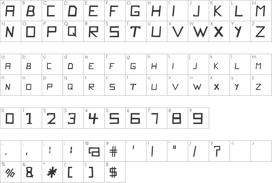 PolloAsado font character map preview