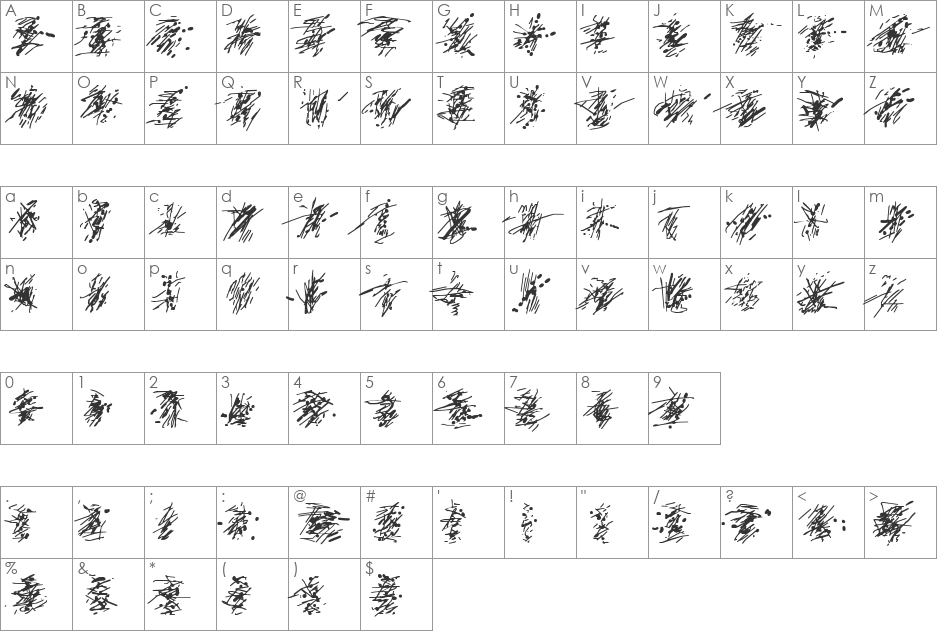 Pollock5C font character map preview