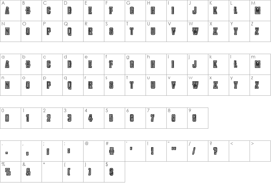POLLUX9201 font character map preview