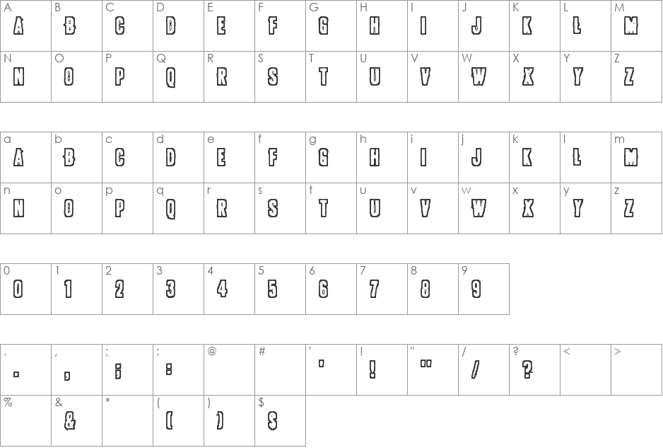 POLLUX9300 font character map preview