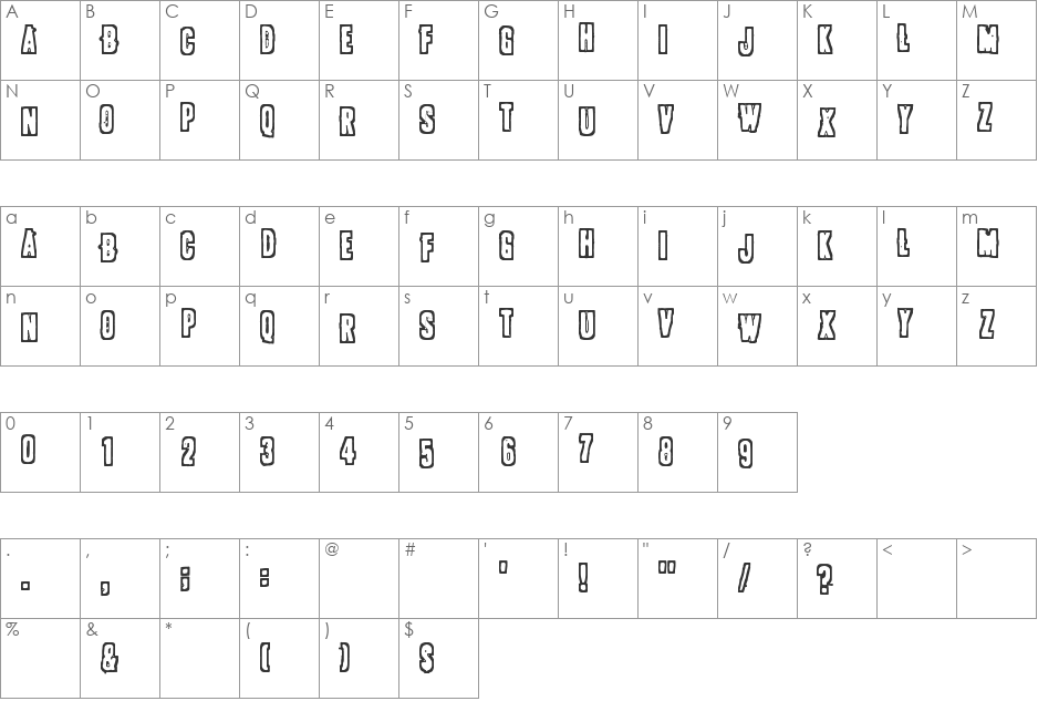 POLLUX9301 font character map preview