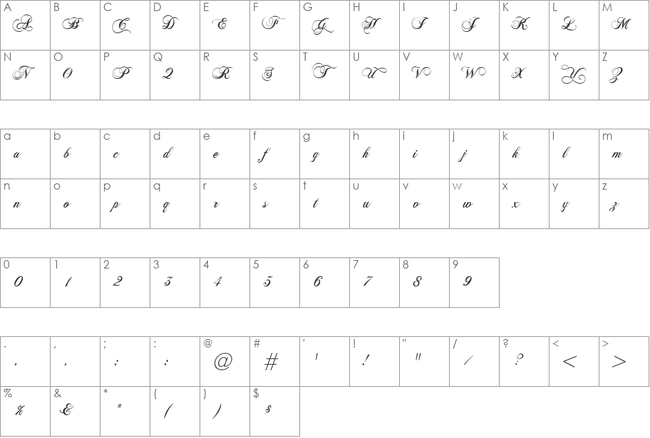 Polonaise font character map preview