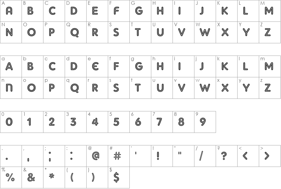 AdamGorry-Inline font character map preview