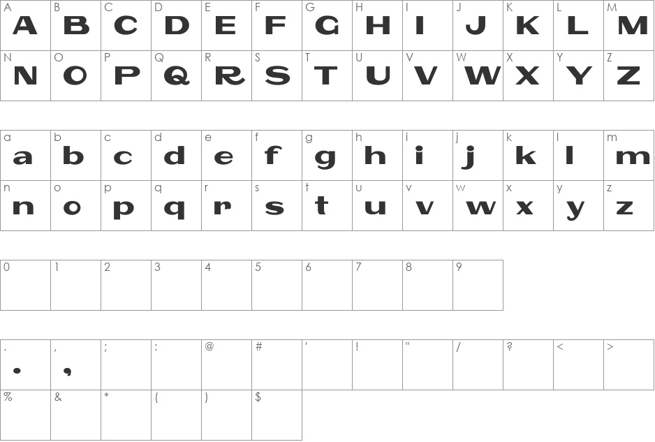 Polsku font character map preview