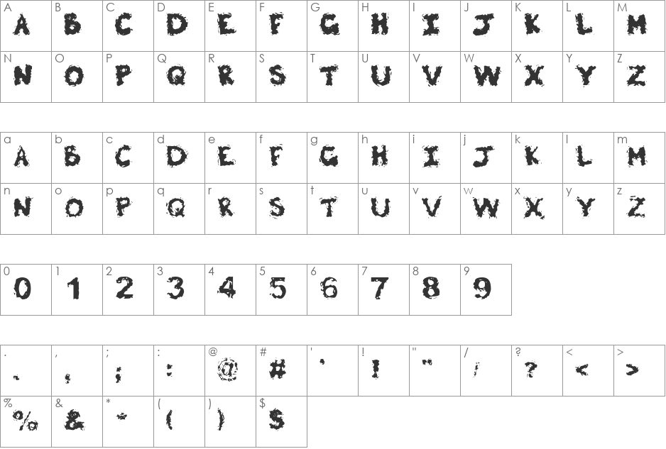 Poltergiest font character map preview