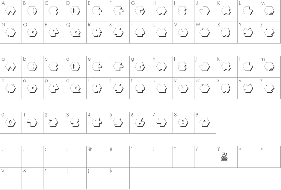 PolyFont font character map preview