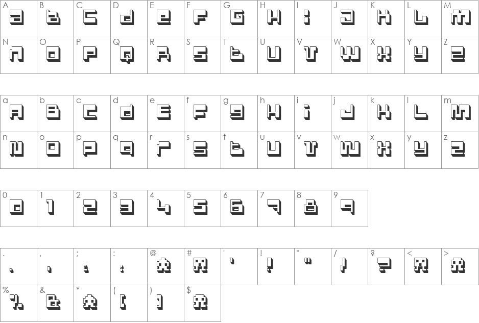 Polygon Power font character map preview