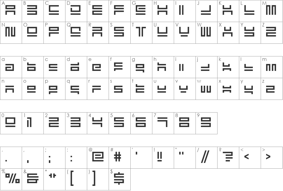 Polymoda font character map preview