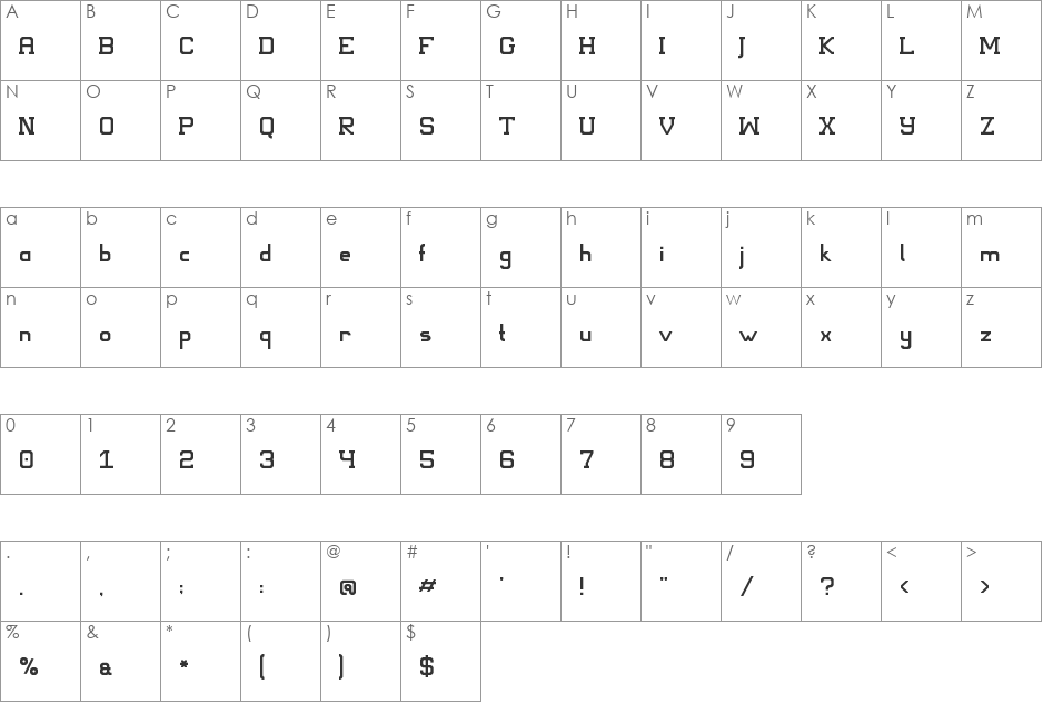 Polynomial Semiserif font character map preview