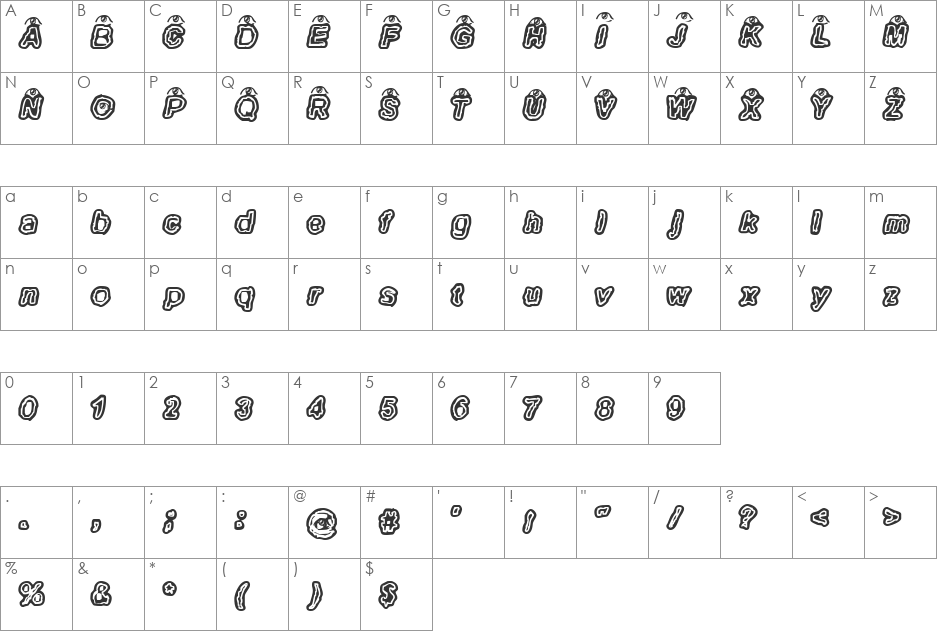Polyphemus font character map preview
