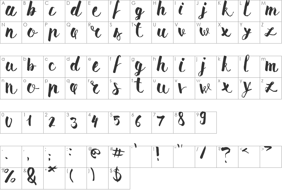 Pomah Type font character map preview