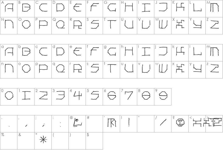 Pompeji font character map preview