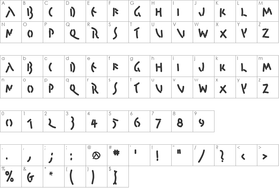 Pompeji font character map preview