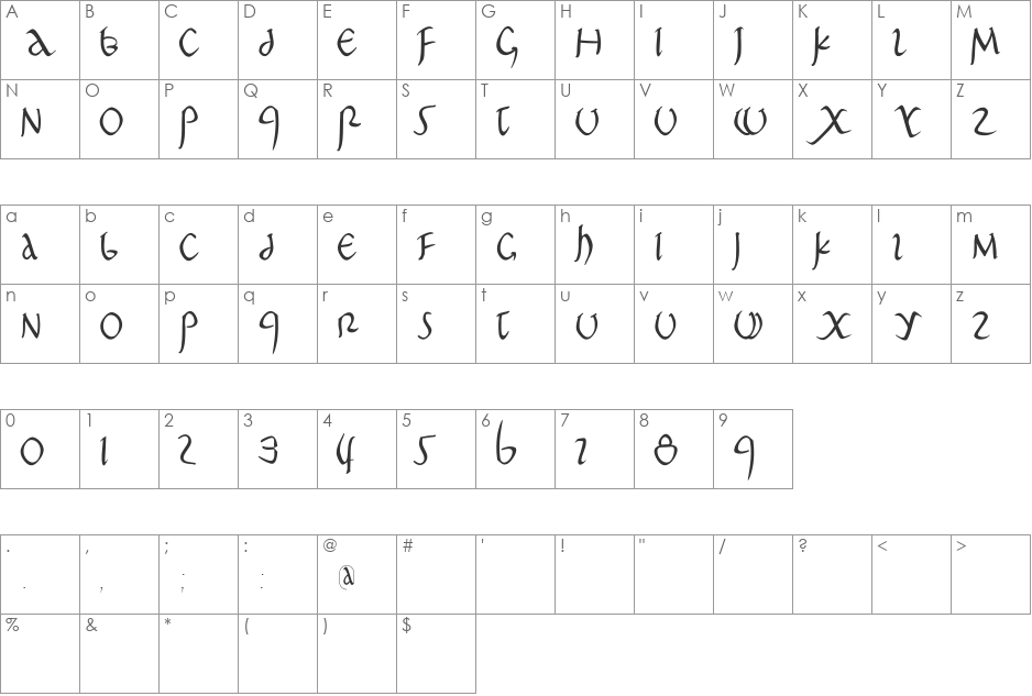 PompejiPetit font character map preview