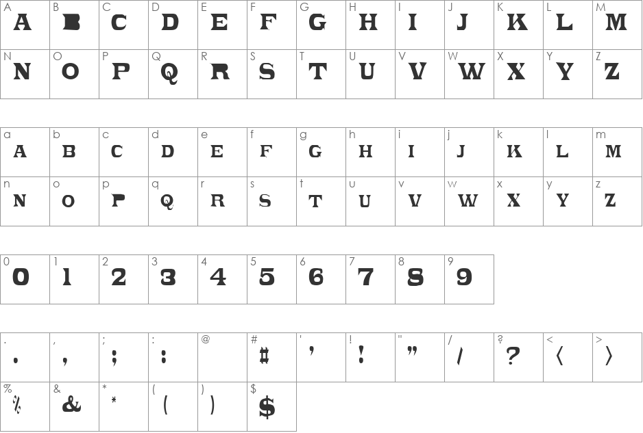 PonchoVia font character map preview