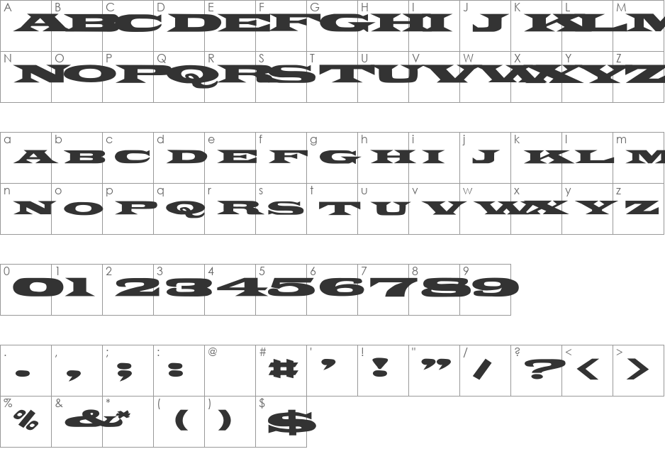 PonchoVia Ex font character map preview