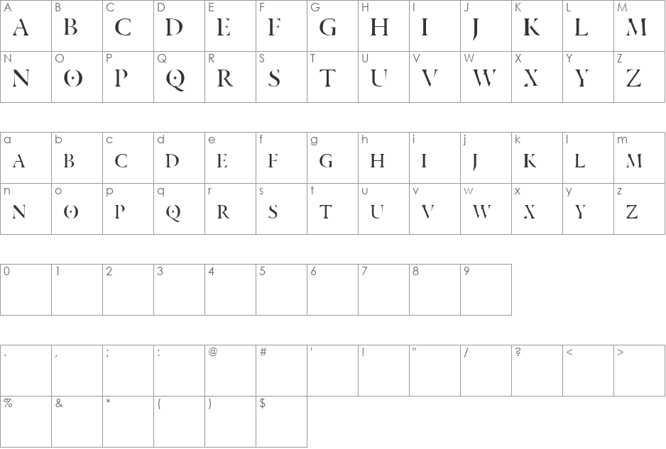Poney Dash font character map preview
