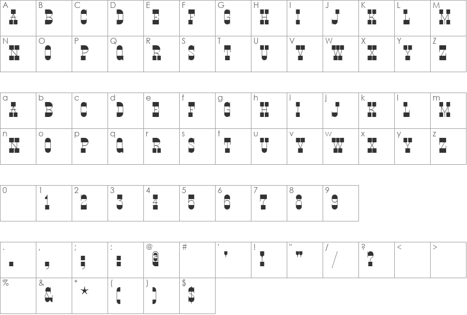 PonsonbyNF font character map preview