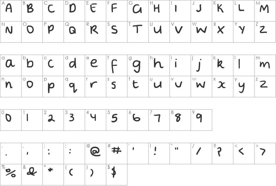 poo font character map preview