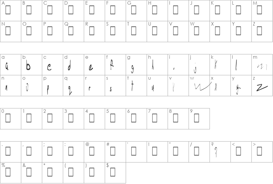 Poo font character map preview