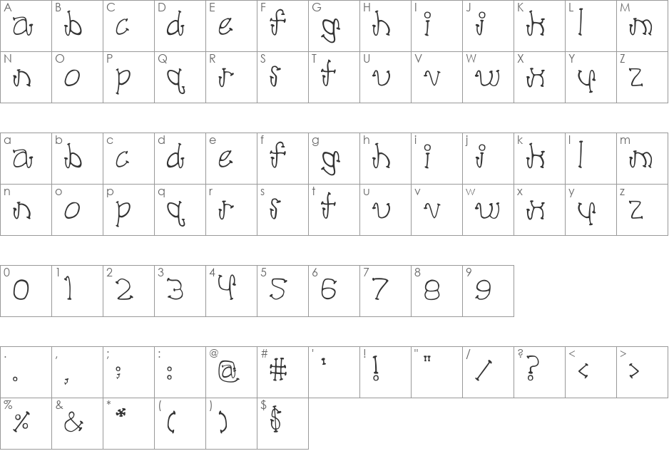 poodle lover font character map preview