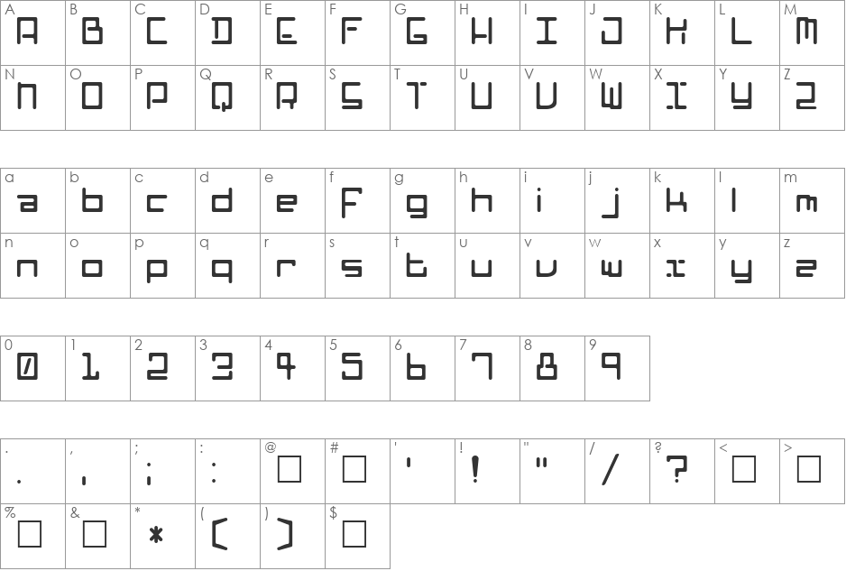 Poophead font character map preview