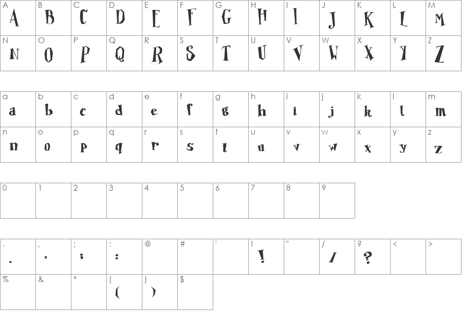 Poopie Doopie font character map preview