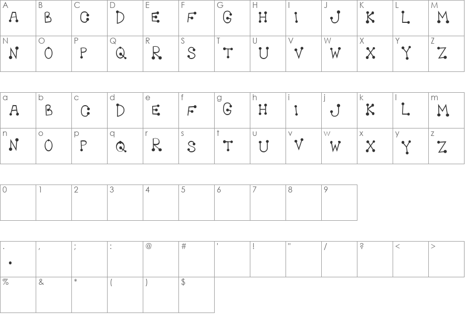 Poopy font character map preview