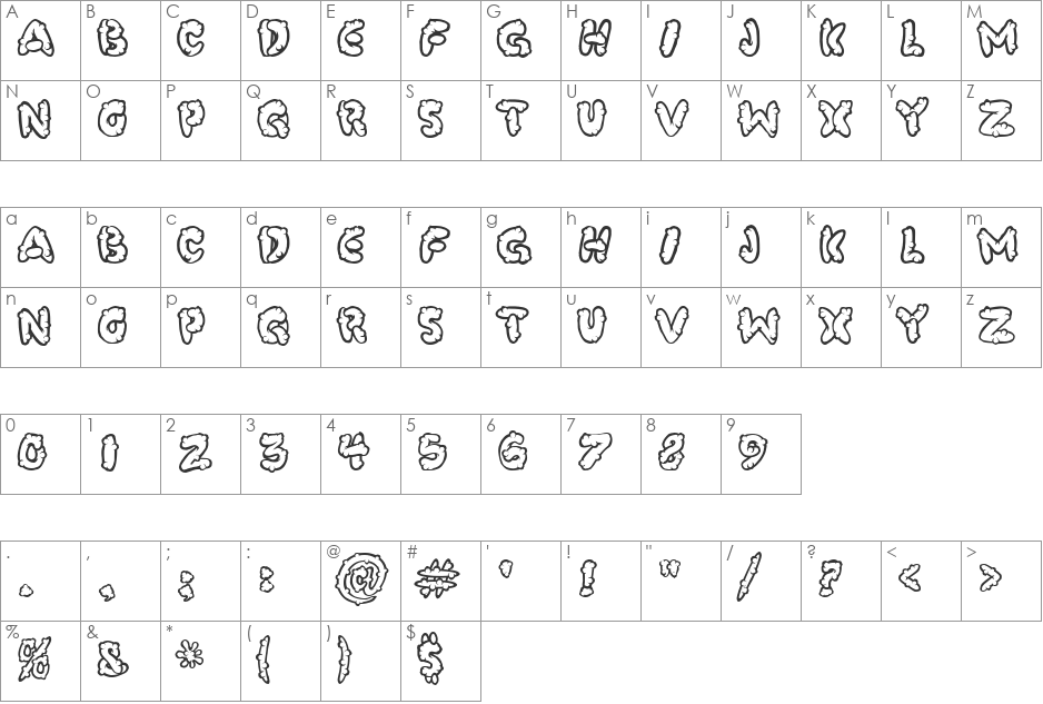 PooSmooth font character map preview