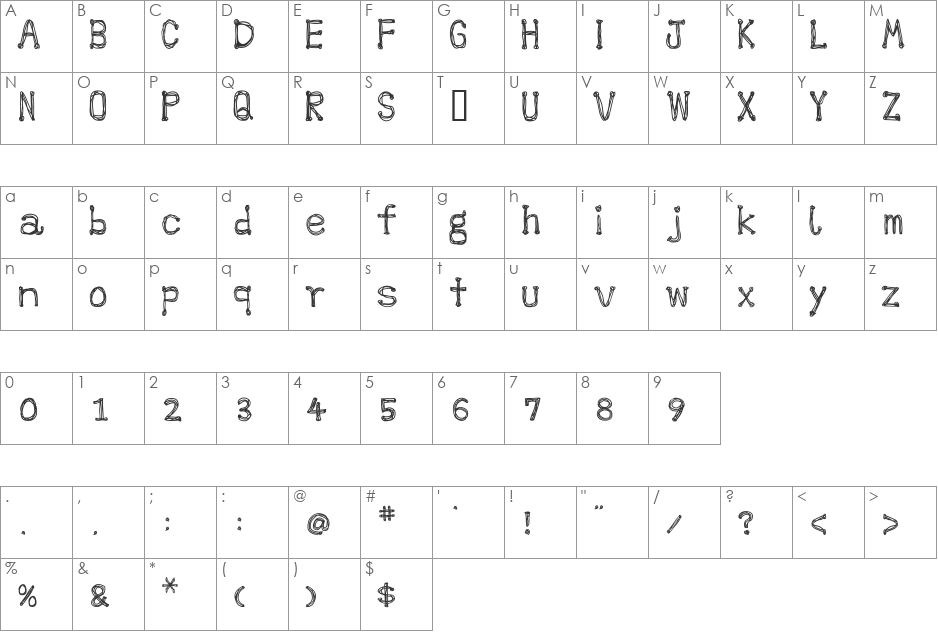 POP font character map preview