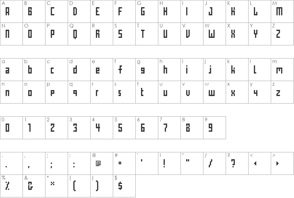 Pop font character map preview