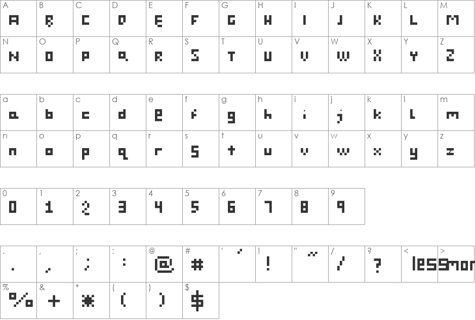 Pop Font 89 font character map preview