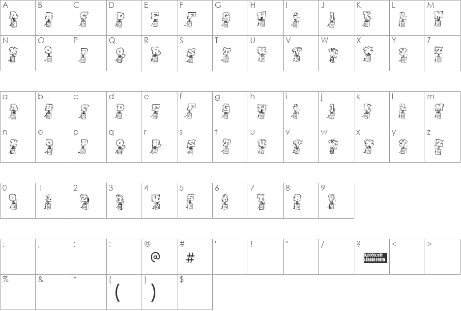Pop Up Fontio font character map preview